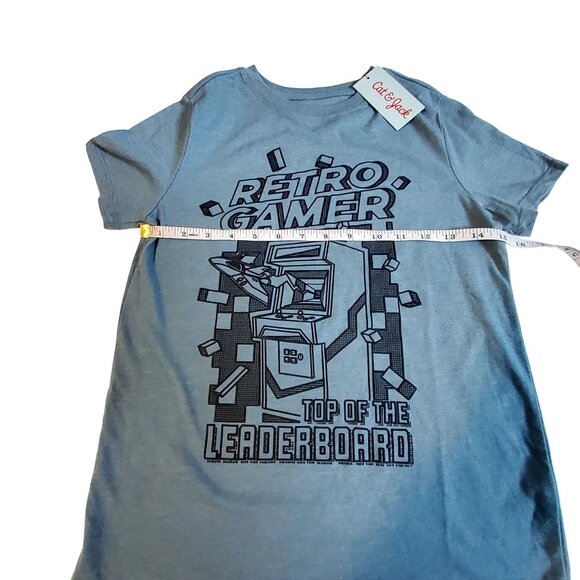 Retro Gamer Blue Graphic Tee M(8) Cat & Jack Cotton Blend Kids Shirt crew neck - Picture 3 of 7